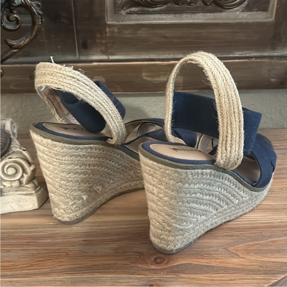 Rialto Navy Blue Wedge Sandals - Picture 4 of 11